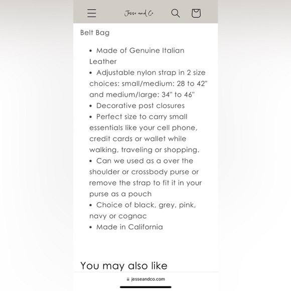 Jesse & Co grey leather belt bag fanny pack over shoulder or crossbody purse - Picture 10 of 10